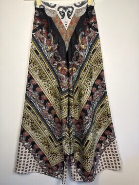 Alice + Olivia Paisley Wide Leg Palazzo High Waist with Back Zip Pants | Size 0